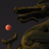 5- Yang Bo - blood moon grasped in the claw of a vast stone dragon.